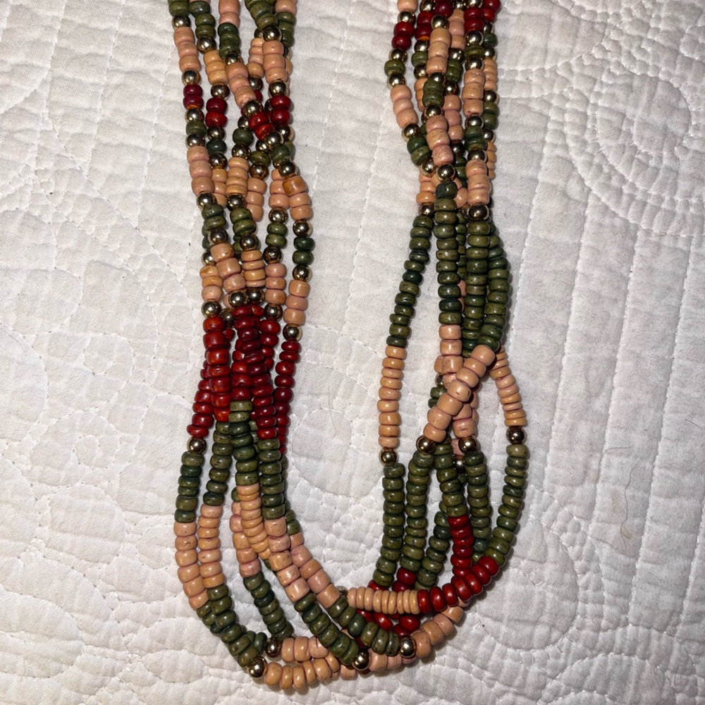Authentic African Multicolor Beaded Necklace With… - image 2
